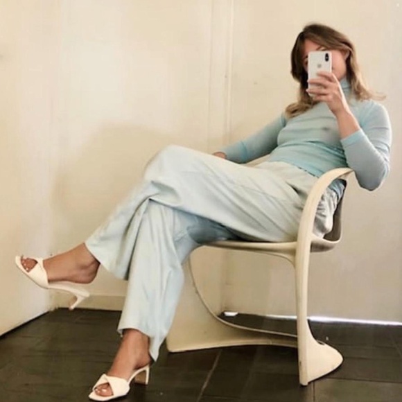 designer nelson made leather 'maya' mules - ivory / off-white, size EU 39 - Picture 5 of 12